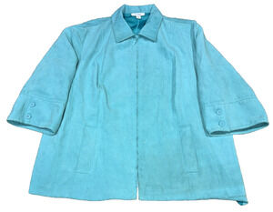 Dressbarn Woman Aqua Faux Suede Zip Jacket Plus Size 20W